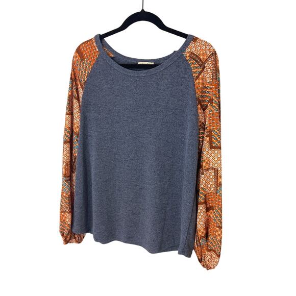 La Meil Large Boho Indie Retro Bell Sleeve Printed Large Tunic - Picture 1 of 4